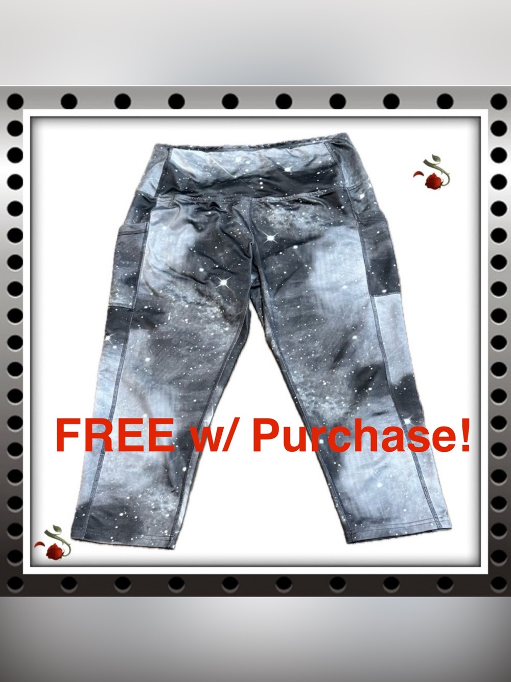 Leggings - cropped capri - Jusue - black gray white - size xl. FREE w/purchase